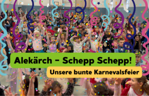 Die Schülerinnen und Schüler der Erich Kästner-schule feiern Karneval.