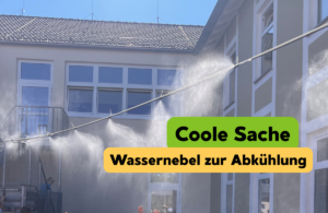 Wassernebel zur Abkühlung auf dem Schulhof